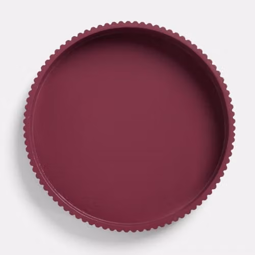 OHS Modern Ribbed Round Decorative Tray in Red, W/D/H: 28 x 28 x 4 cm – 2