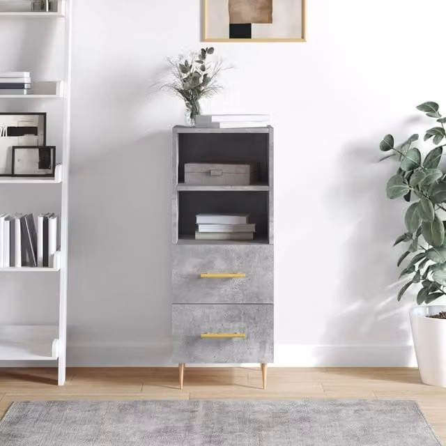 Berkfield Home Modern Sideboard in Concrete Grey, W/D/H: 34.5 x 34.5 x 90 cm – 1