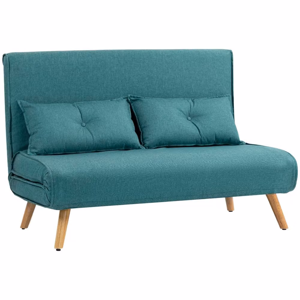 Wyld Haus Baroma Tadi Green 2 Seater Linen Look Click Clack Sofa Bed with Scatter Cushions – 2