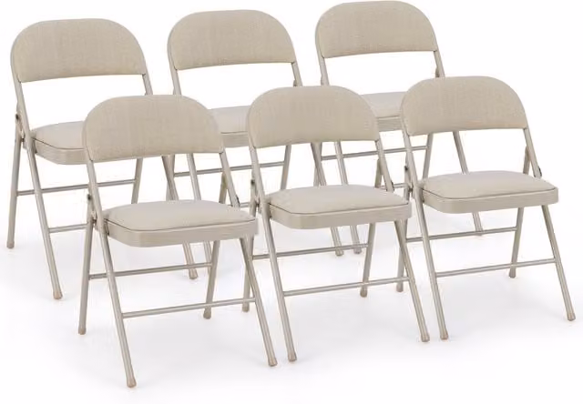 Costway 6-Piece Fabric Folding Chairs and Camping Stools in Brown and Beige