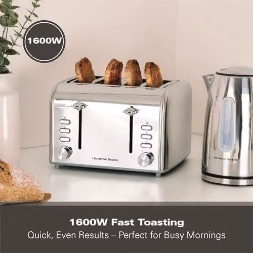 Hamilton Beach Rise 4 Slice Stainless Steel Toaster, 1600W, Silver – 2