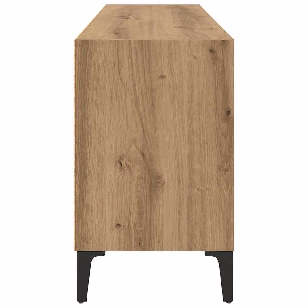 Berkfield Home Artisan Oak Medium TV Stand in Brown with Metal Accents – 5