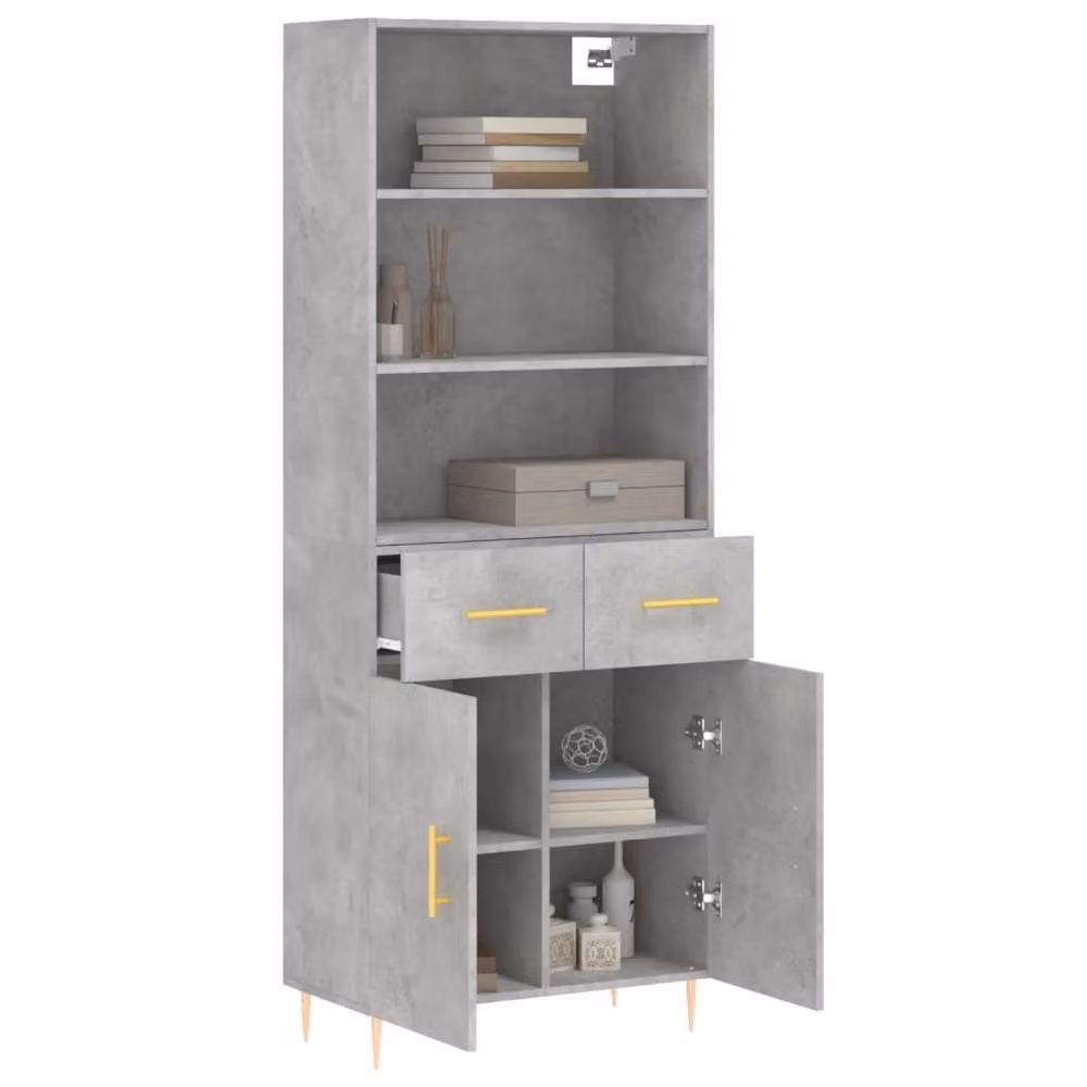 Berkfield Home Highboard in Concrete Grey, W: 69.5 cm, D: 34 cm, H: 180 cm – 3