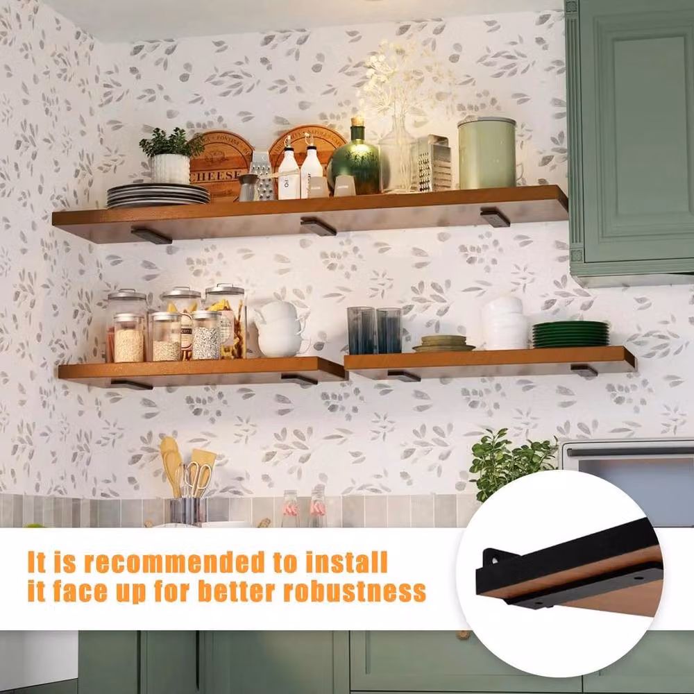 EONLION 6 Pack of Black Steel Floating Shelf Brackets, 20 cm – 3