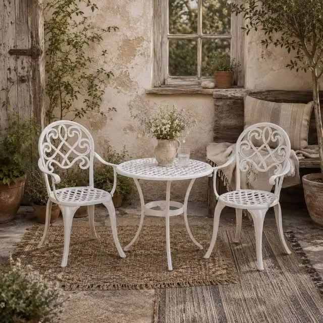 Wyld Haus Safa 3 Piece White Aluminium Garden Bistro Set