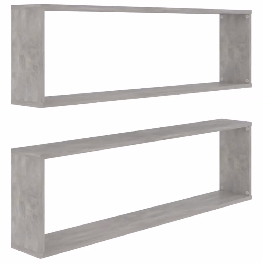 Berkfield Home Wall Cube Shelf, 2 Piece Set, Concrete Grey, W/D/H: 100 x 15 x 30 cm – 2