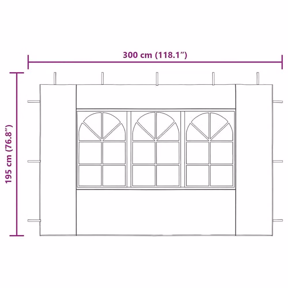 Berkfield Home Party Tent Sidewalls with Window, 2 Pieces, PE Material, Anthracite Black, W: 300 cm, H: 195 cm – 6