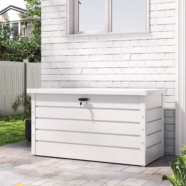 Lifeideas Matt White Galvanised Steel Lockable Tool Storage Box