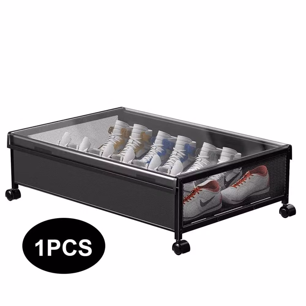 Nordara Single Under Bed Storage Rolling Clothes Drawer Organizer with Wheels in Black, W: 42 cm, D: 16 cm, H: 42 cm – 3