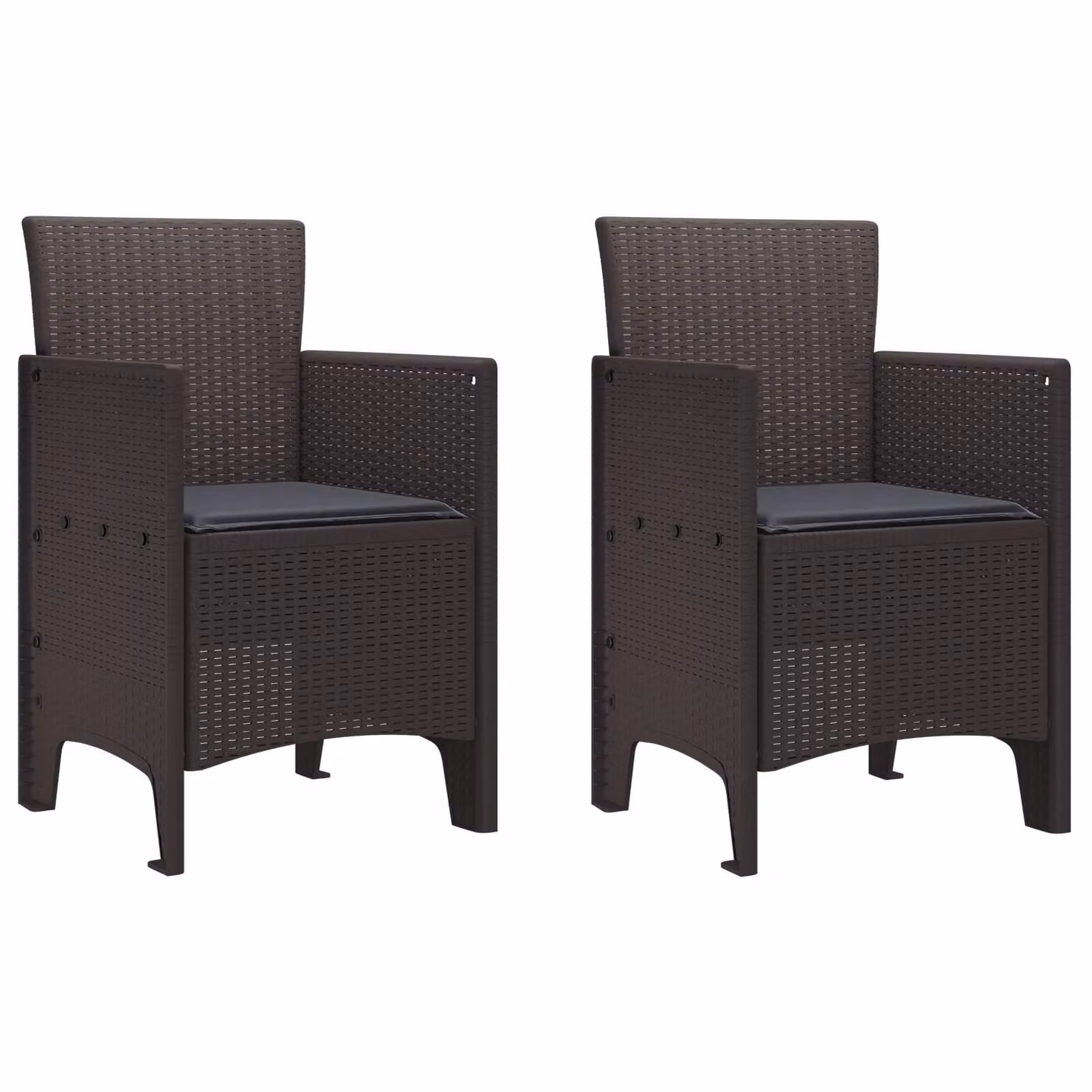 Berkfield Home Set of 2 Modern Garden Chairs in Anthracite and Brown with Removable Weatherproof Cushions – 2