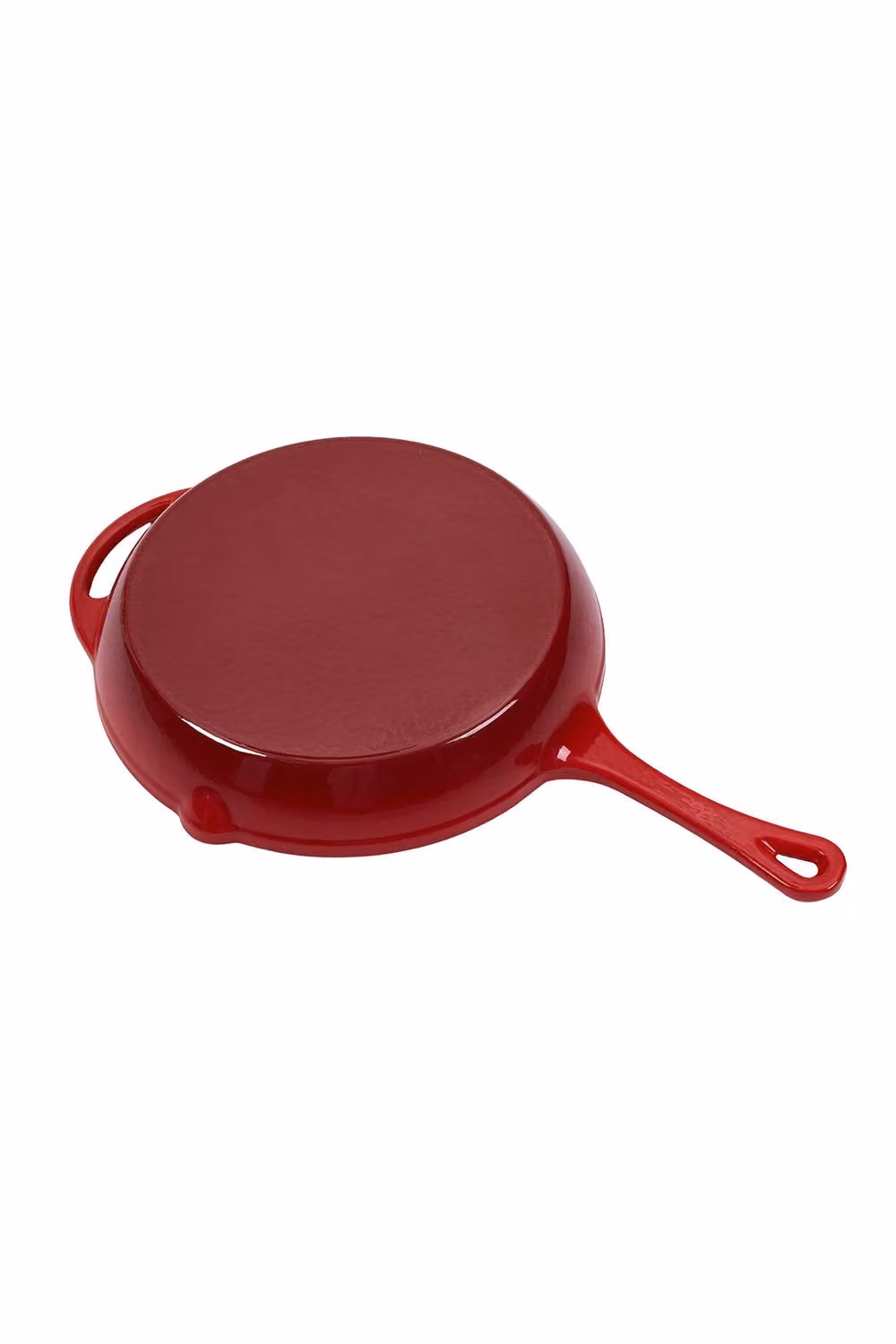 Living and Home Enamelled Cast Iron Frying Pan with Pouring Spouts in Red, Small – 2