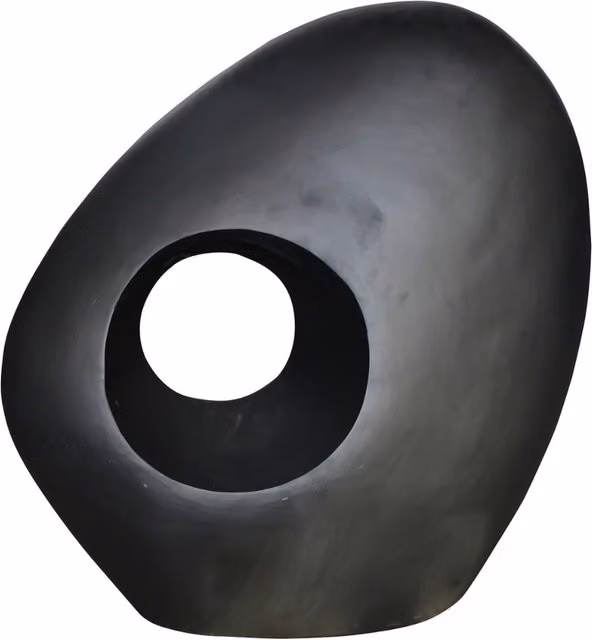 Vossmoon Enso Abstract Modern Garden Statue, Black Fibreglass