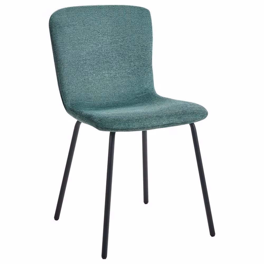 Wyld and Coco 4-Piece Green Fabric Upholstered Dining Chairs with Black Metal Legs – 3