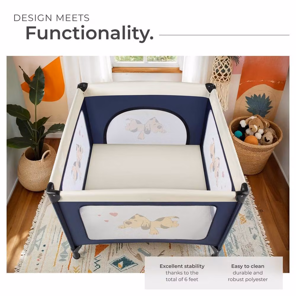 tectake Tommy Junior Playpen in Blue – 4