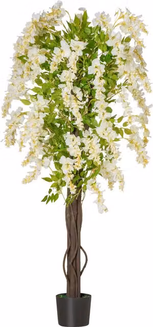 HOMCOM White Artificial Wisteria Tree with Nursery Pot for Indoor and Outdoor Decoration, Height: 160 cm