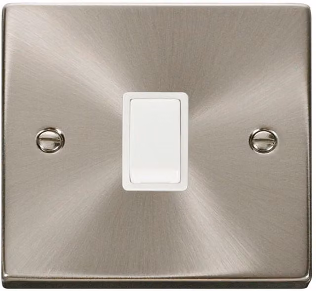 SE HOME Satin Brushed Chrome 1 Gang 20A DP Surface Switch with White Plate