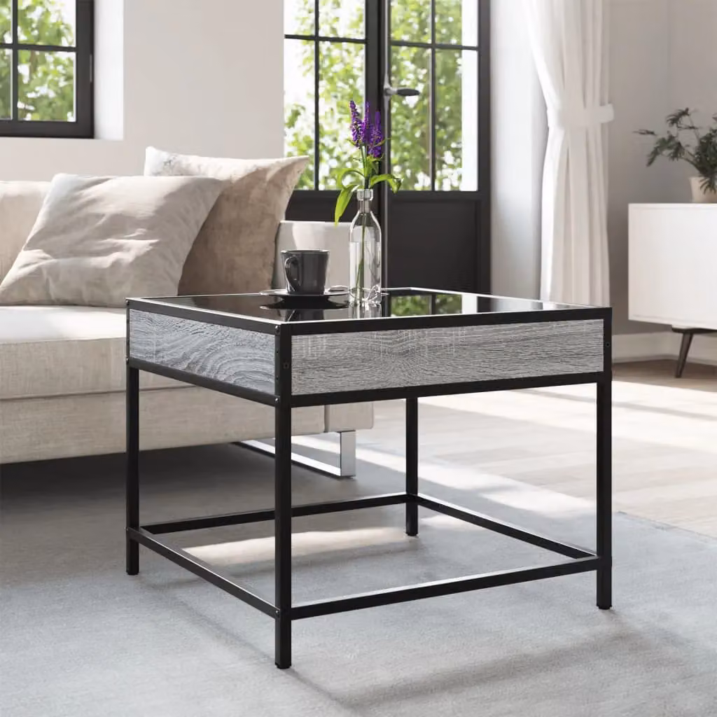 Berkfield Home Infinity LED Coffee Table in Grey Sonoma, W/D/H: 50 x 50 x 41 cm – 4
