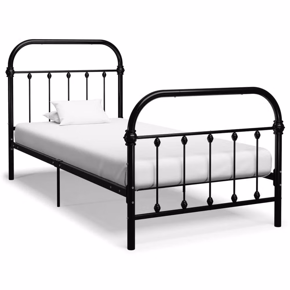 Berkfield Home Elegant Metal Bed Frame in Black, W/D/H: 90 x 200 cm – 2