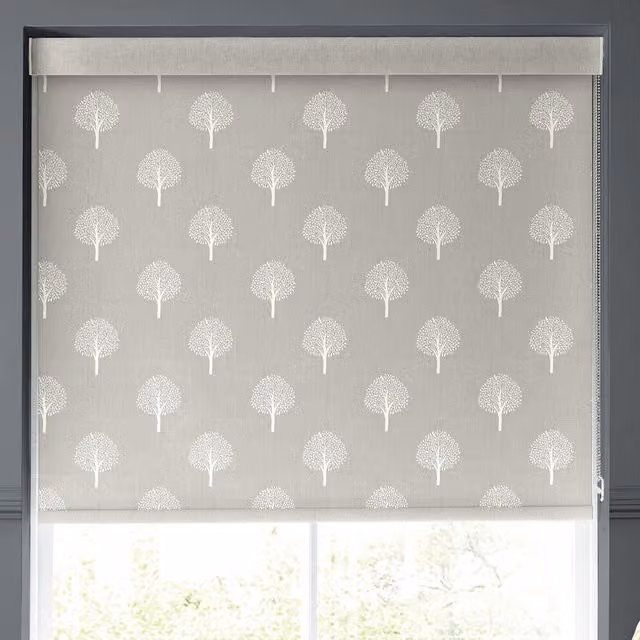 Emily Bond Yew Tree Made to Measure Blackout Roller Blind in Pebble Grey