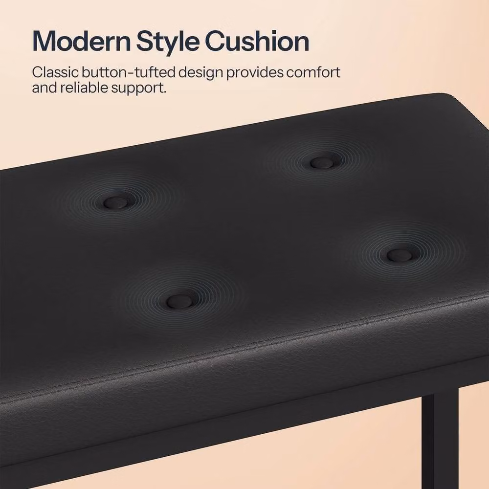 FLAVORA Industrial Indoor Dining Bench in Black with Synthetic Leather and Metal Frame, W/D/H: 100 x 30 x 48 cm – 5