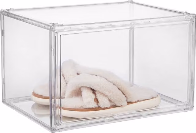 Komore Stackable Transparent Plastic Shoe Storage Box with Magnetic Lid
