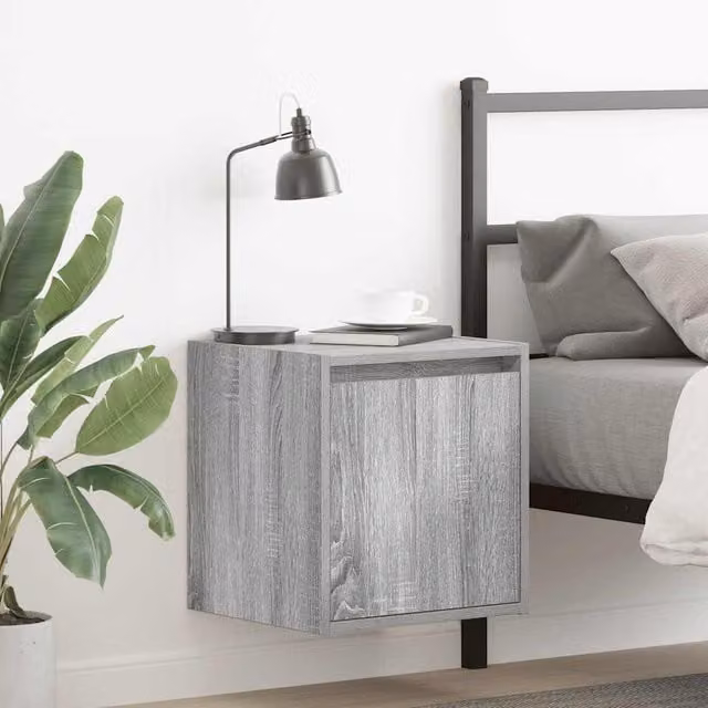 Berkfield Home Wall-Mounted Bedside Cabinets, 2 Piece Set, Grey Sonoma, W: 38 cm, D: 34 cm, H: 40 cm
