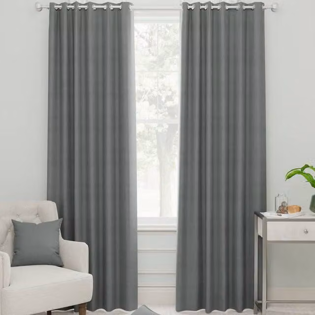 Linda Barker Royal Velvet Made to Measure Grey Eyelet Curtain Panel