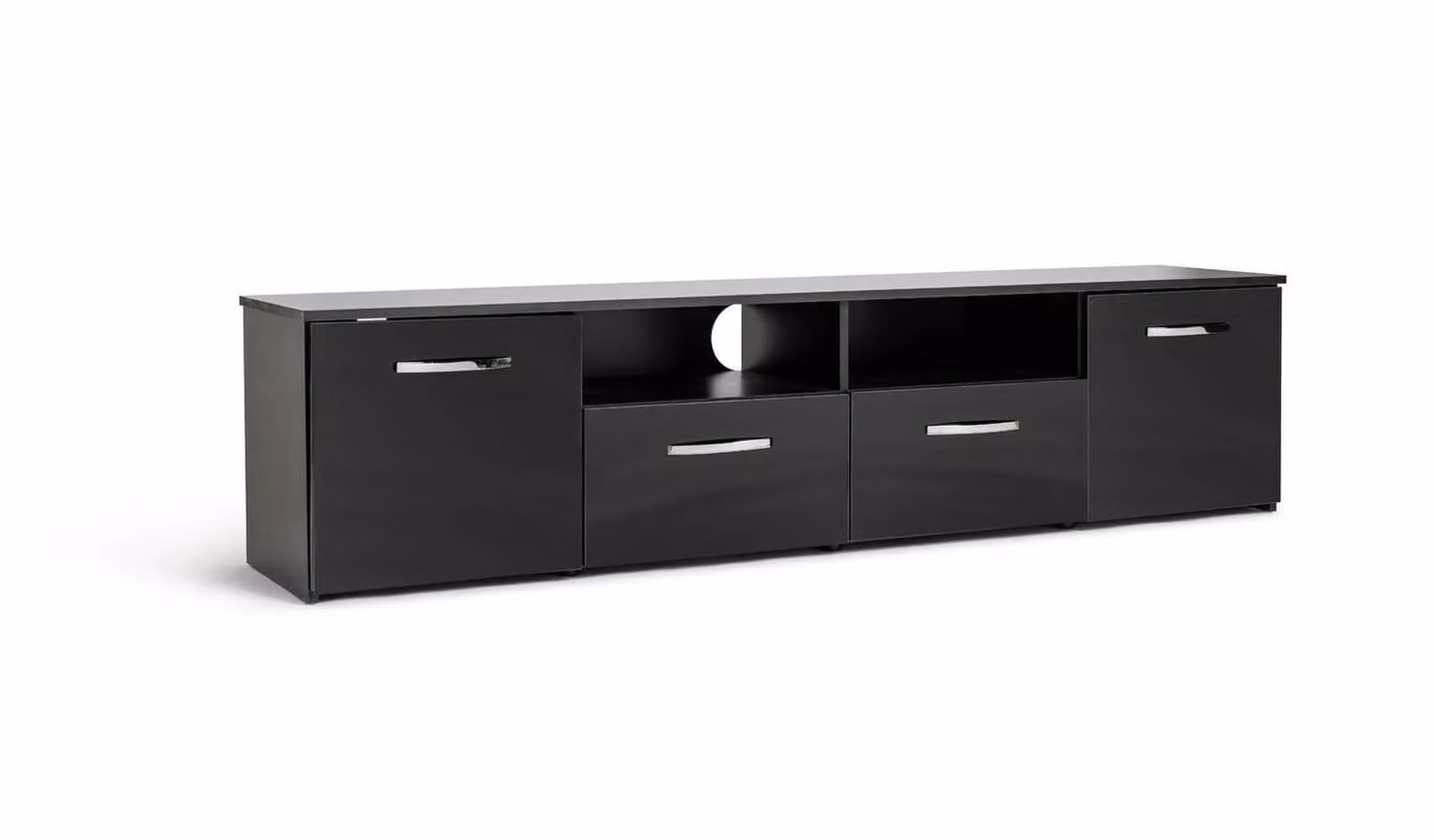 Hayward 2 Door Black Gloss TV Unit Modern Media Storage Cabinet W/D/H: 180 x 43.1 x 38.9 cm