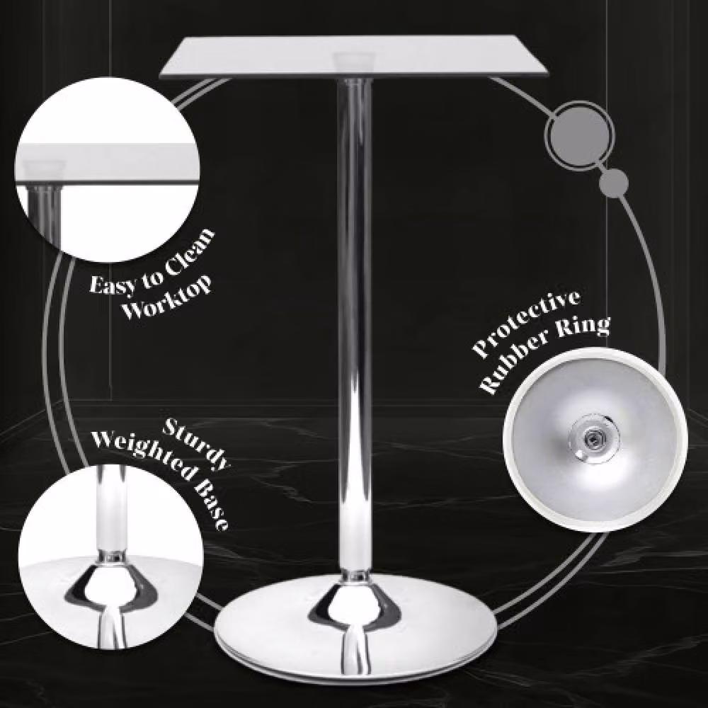 netfurniture Horizon Square Poseur Table with Transparent Glass Top, W/D/H: 60 x 60 x 102 cm – 3