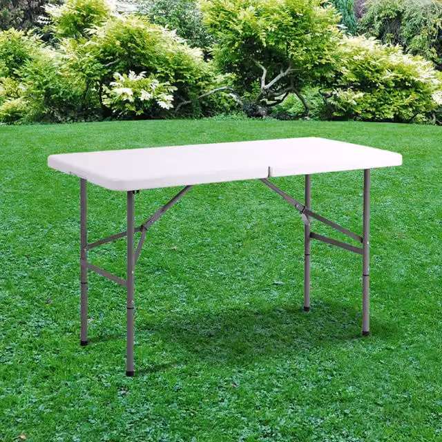 BillyOh Heavy Duty White Plastic Folding Outdoor Trestle Table, 121 cm