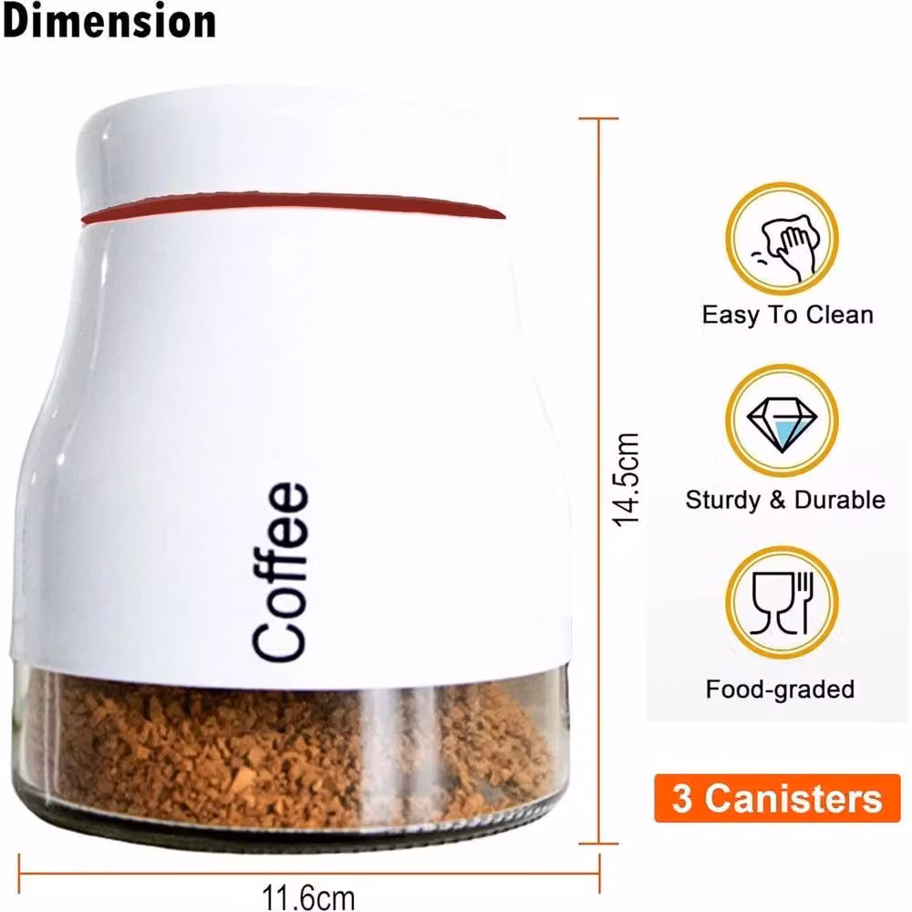 PAWNORA Set of 3 White Glass Kitchen Storage Canisters with Screw Lids – 2
