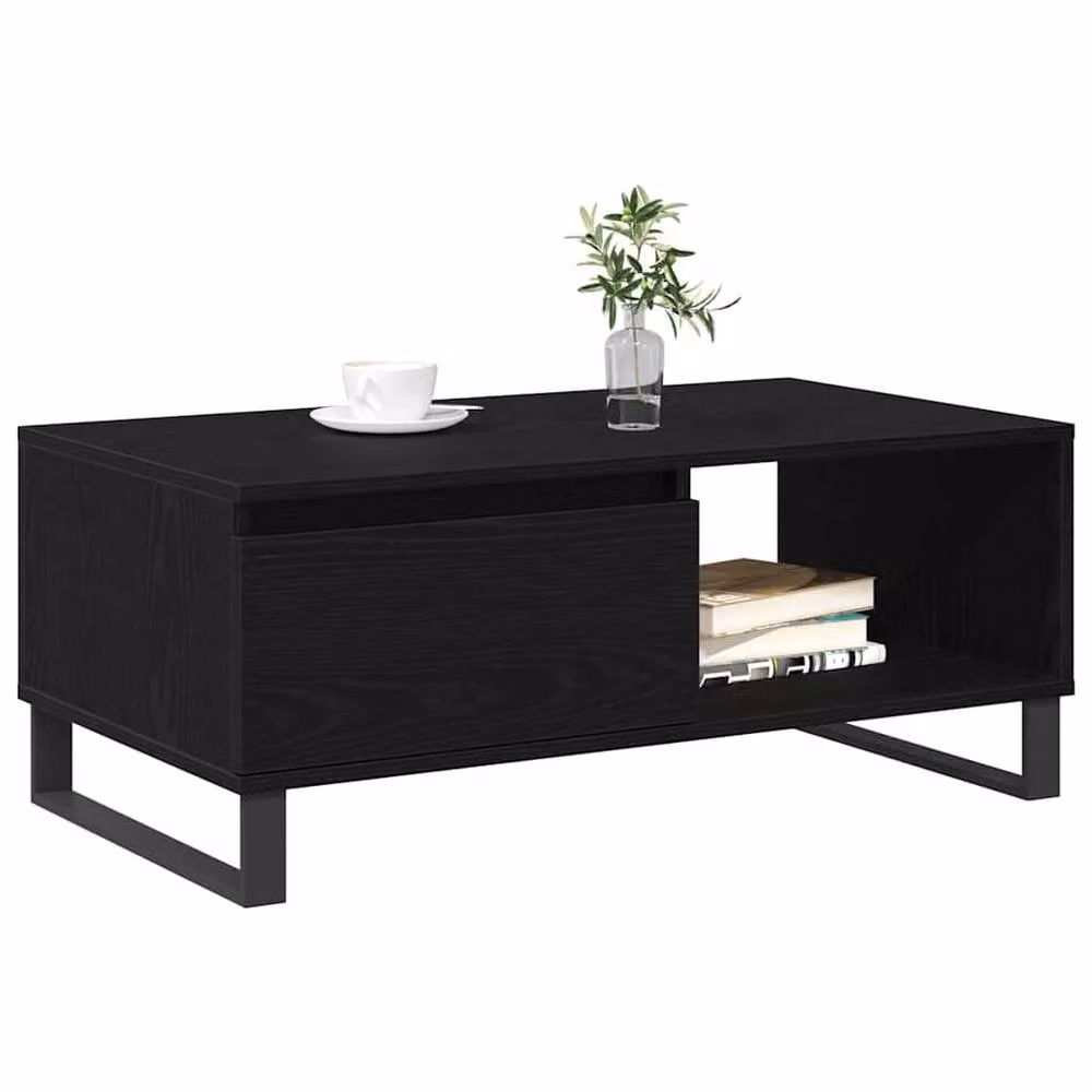 Berkfield Home Modern Black Oak Coffee Table, W/D/H: 90 x 50 x 36.5 cm – 3