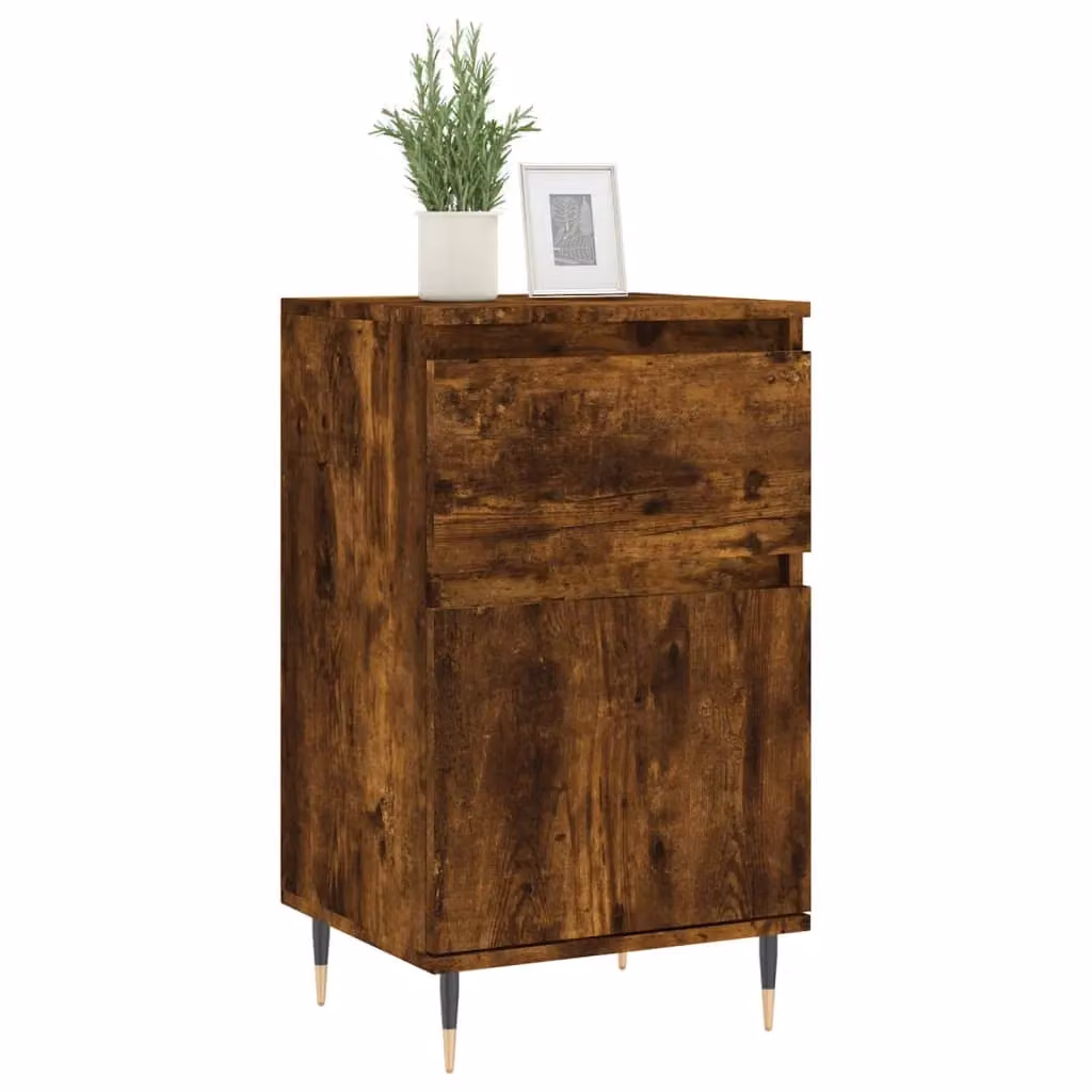 Berkfield Home Set of 2 Smoked Oak Sideboards in Brown, W/D/H: 40 x 35 x 70 cm – 3