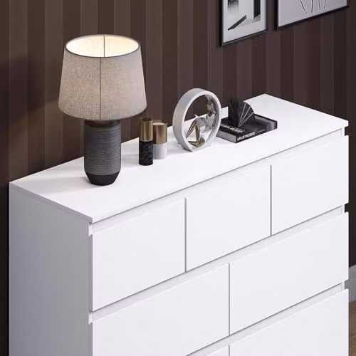 FWStyle Merchant 7 Drawer Chest in Matt White, W/D/H: 106 x 40 x 81 cm – 4