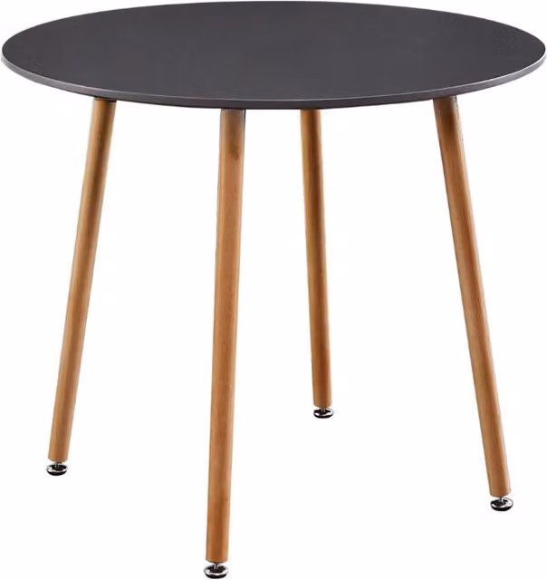 KOSY KOALA Modern Round Grey Wood Effect Dining Table with Metal Legs, Diameter: 90 cm, Height: 75 cm – 3