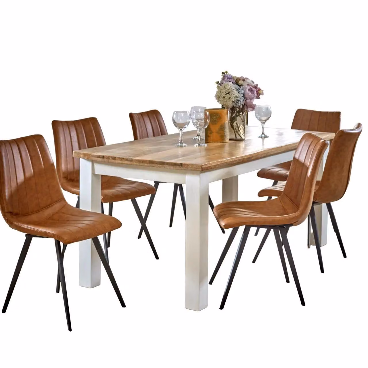IH Design Curley White Mango Wood Rectangular Dining Table W: 170 cm, D: 85 cm, H: 76 cm – 3