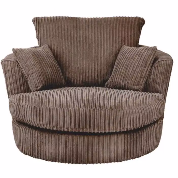 SquareBoxx Lennox Swivel Tub Chair in Brown Striped Fabric – 2
