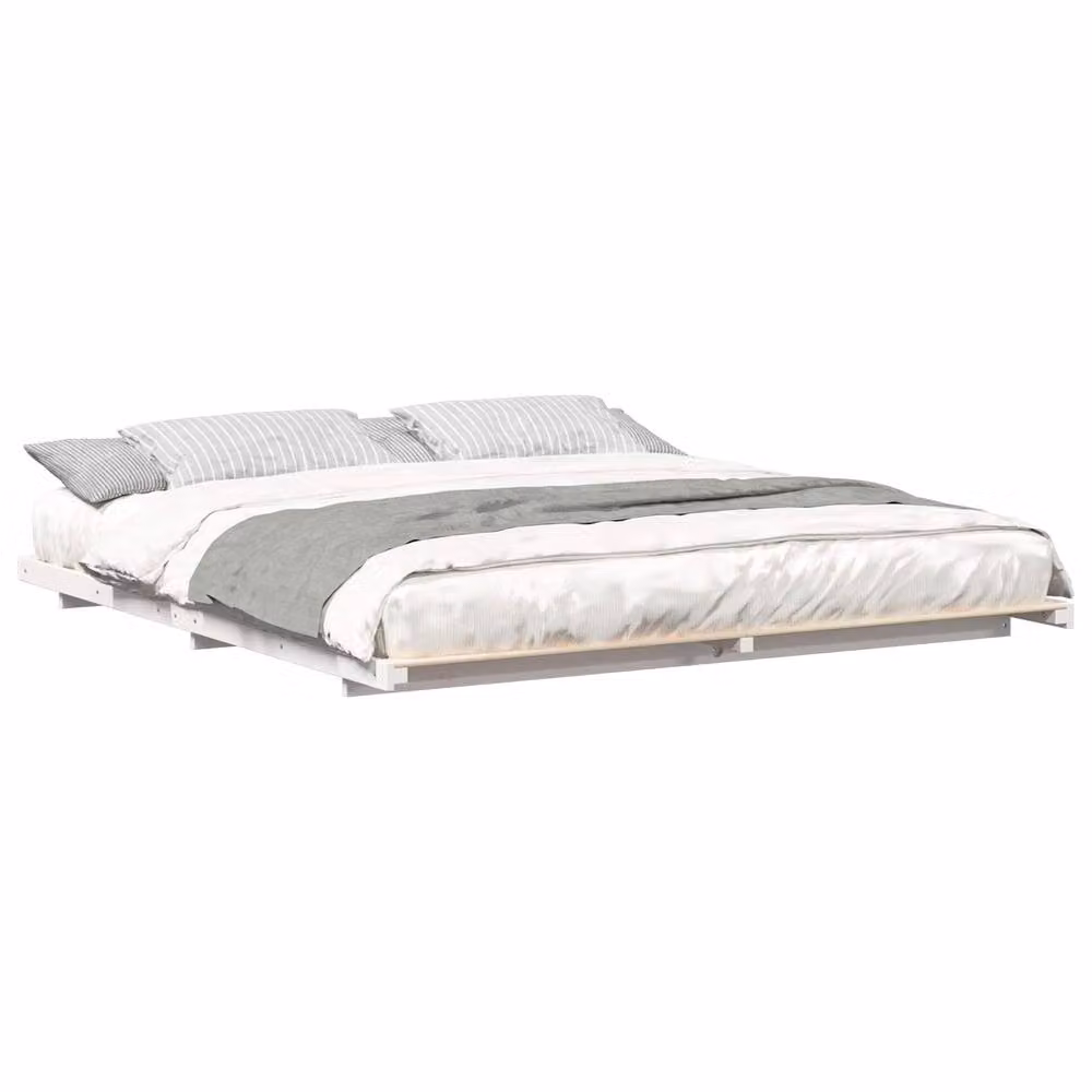 Berkfield Home Modern White Bed Frame in Solid Pine Wood – 2