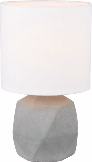 First Choice Lighting Wilson Concrete Table Lamp with White Fabric Shade in Grey – 1