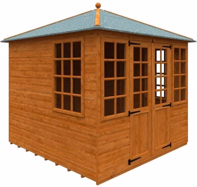 Buttercup Farm Georgian Pyramid 12mm Wooden Shed in Burnt Orange – 1