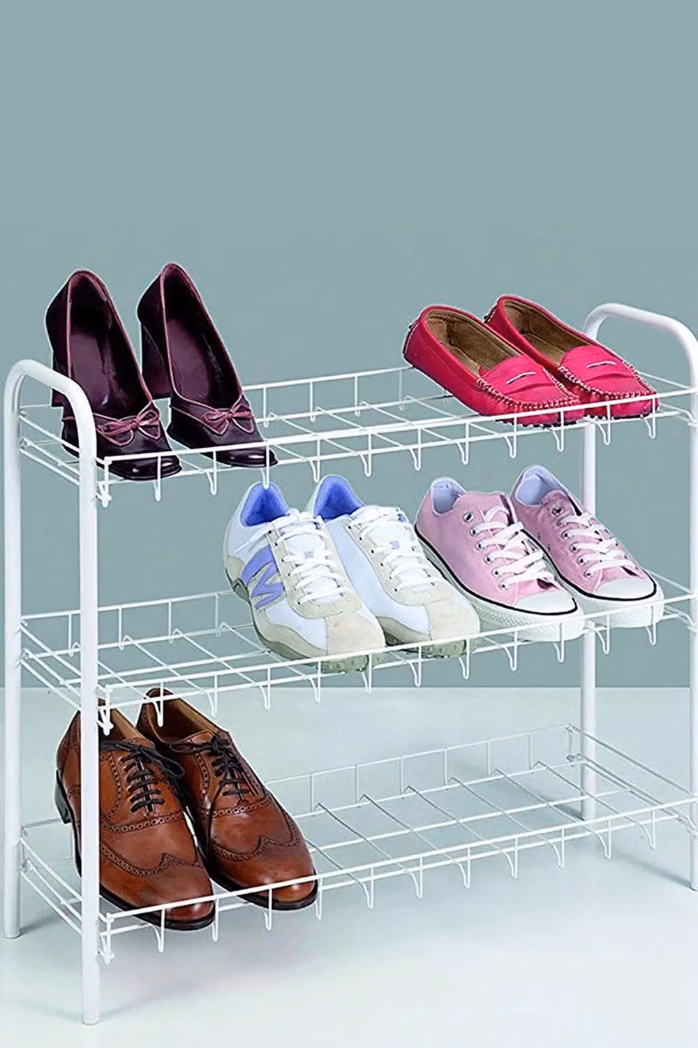 Metaltex 3-Tier Metal Shoe Rack Organiser in White – 2