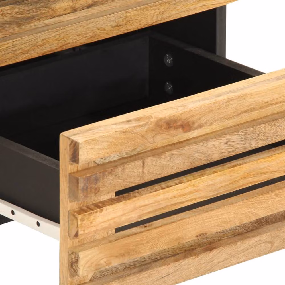 Berkfield Home Set of 2 Solid Mango Wood Bedside Cabinets in Brown, W/D/H: 40 x 34 x 46 cm – 9