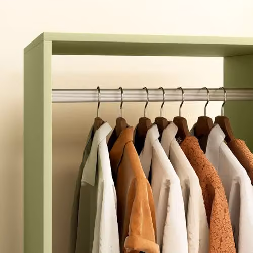 HOMCOM Mobile Open Wardrobe with Clothes Rail and Storage Shelves, Green, W: 40 cm, D: 40 cm, H: 128 cm – 5