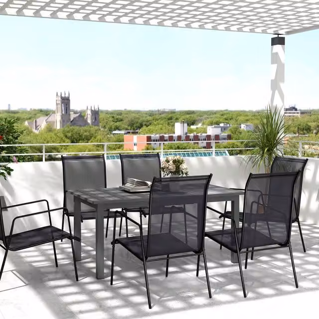 Outsunny Grey Aluminium Extending Garden Table for 6-8 People
