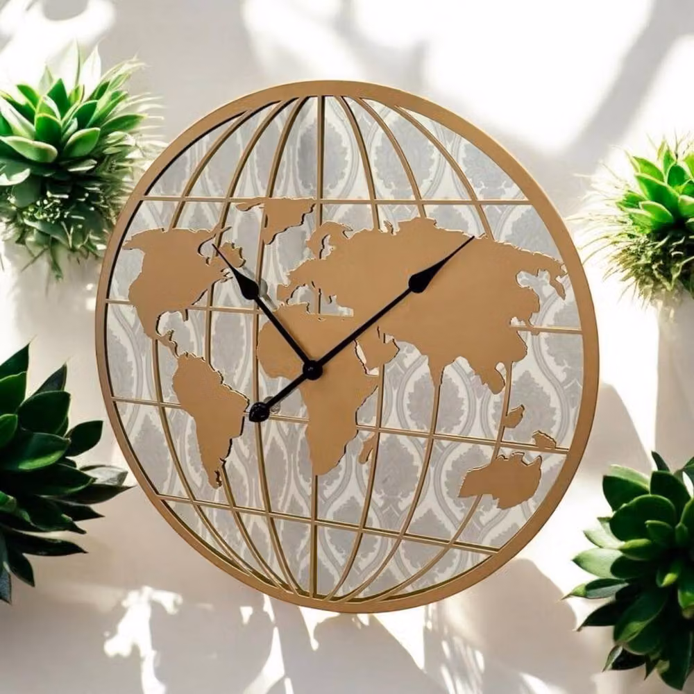 Minster Gold Abstract Round Analog Wall Clock, W60 x H60 cm – 2