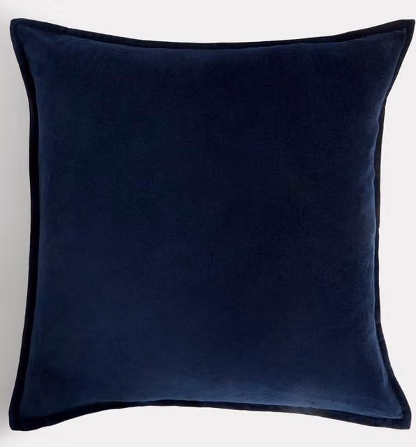 M&S Navy Blue Pure Cotton Velvet Square Cushion