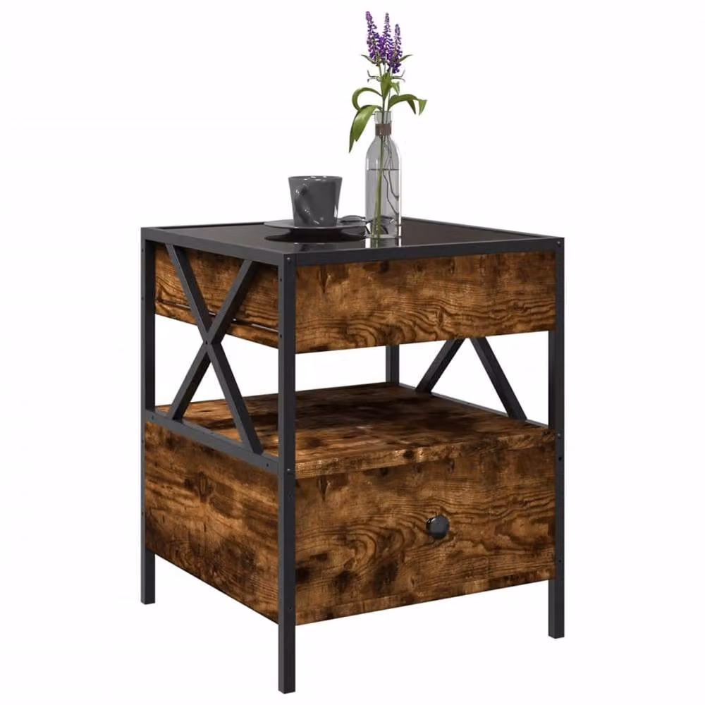 Berkfield Home Infinity LED Coffee Table in Smoked Oak Brown, W/D/H: 40 x 40 x 51 cm – 2