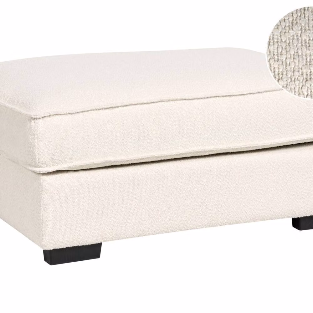 Wyld and Coco Beige Bouclé Upholstered Rectangular Ottoman W/D/H: 65 x 45 x 33 cm – 2