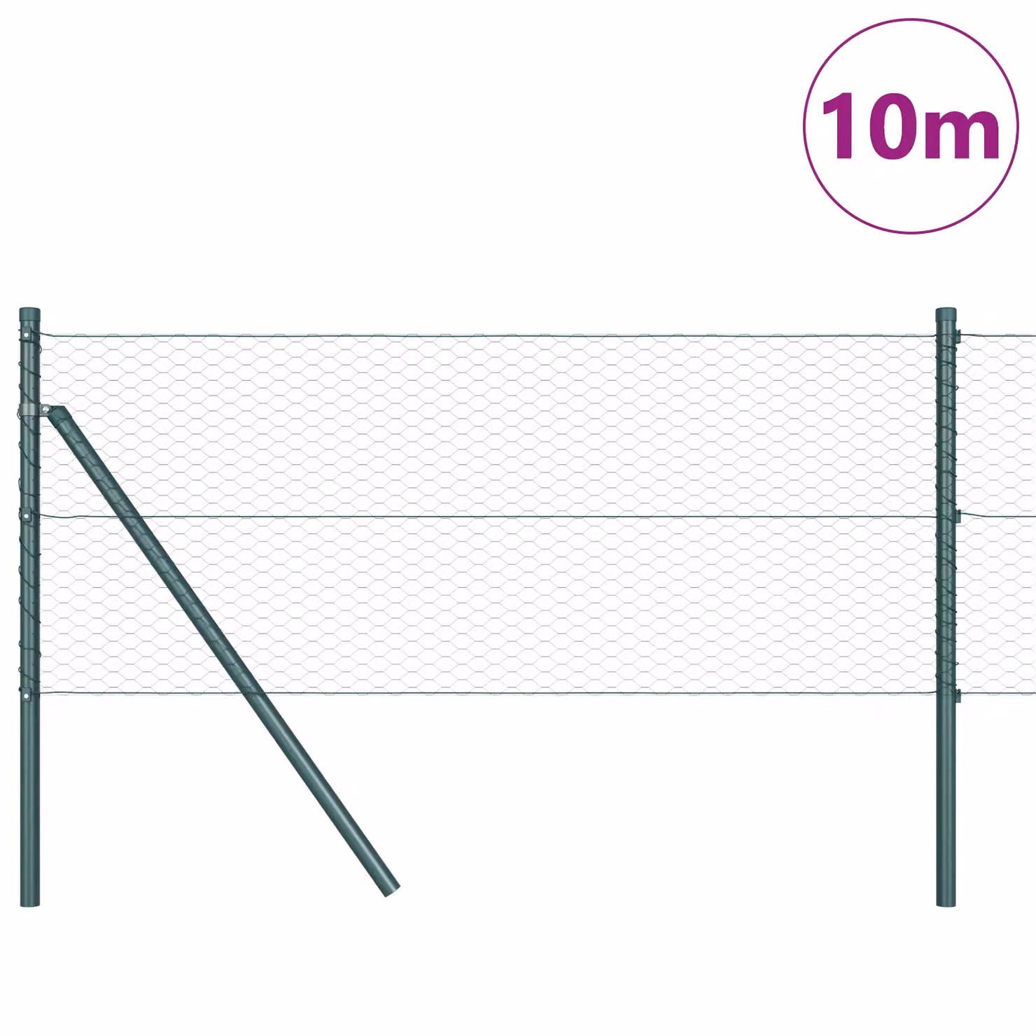 Berkfield Home Green Galvanised Steel Hexagon Fence, W: 0.6 m, L: 10 m – 2
