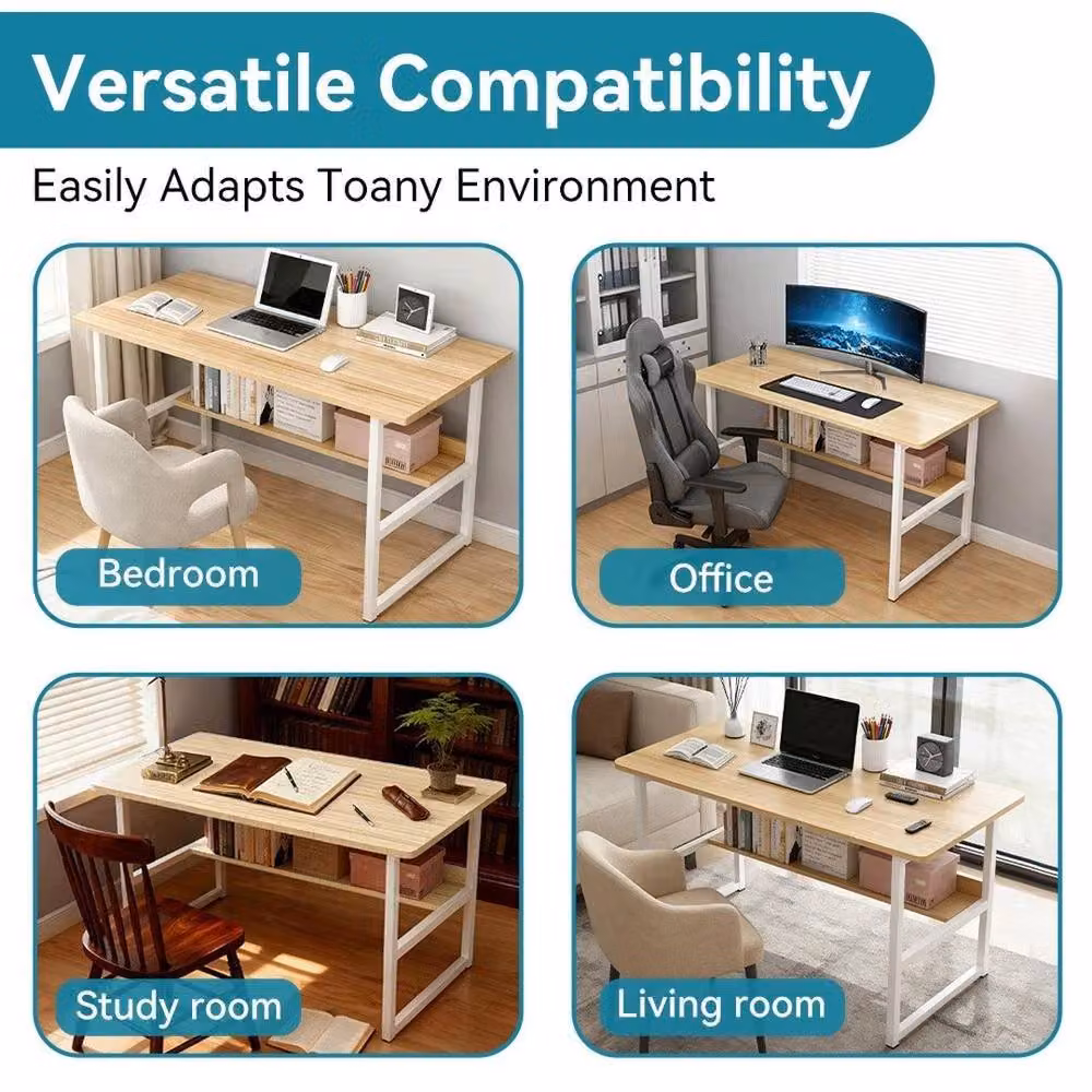 NESTLUNE Computer Desk and Laptop Study Table for Home Office in Natural Wood – 3